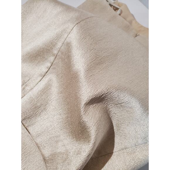 David's Bridal Womens Gold Metallic Crepe Spaghetti Strap Dress Size 4 Wedding - Picture 7 of 12